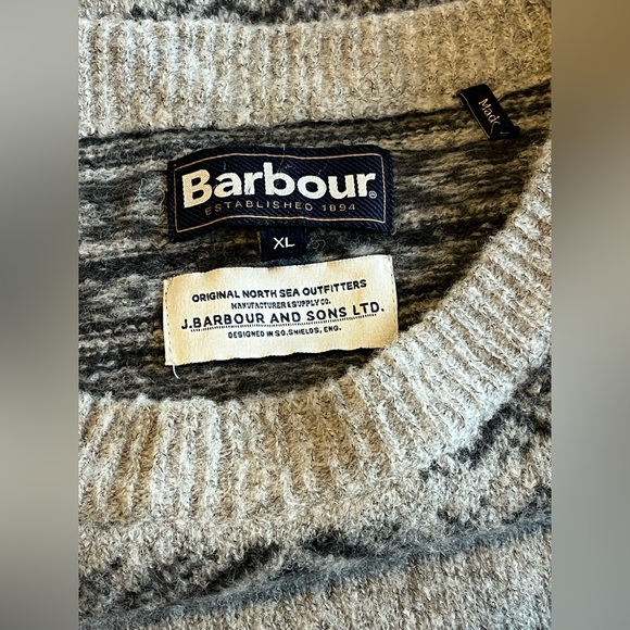 Barbour Grey Cove Neck Wool Blend Sweater XL Fits Like Large - Picture 5 of 9
